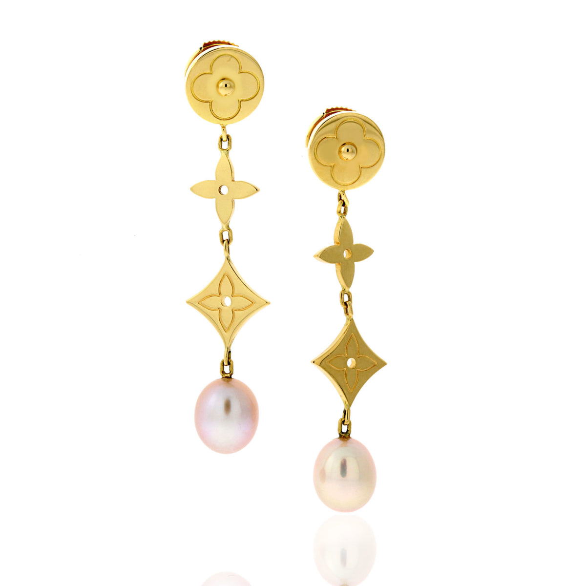 Louis Vuitton Essential V Perle Hoop Earrings Metal with Faux Pearls Gold  950362