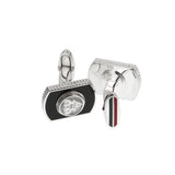 Gucci Sterling Silver Black Enamel Crest Cufflinks