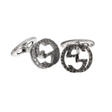 Gucci Interlocking GG Sterling Silver Engraved Cufflinks
