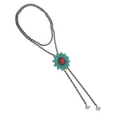 Gucci Enamel Sterling Silver Rope Flower Bolo Tie Necklace 46"