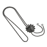 Gucci Enamel Sterling Silver Rope Flower Bolo Tie Necklace 46"