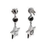 Gucci “Blind for Love” Feline Star Drop Onyx Earrings Sterling Silver