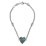 Gucci Sterling Silver Blue Heart Charm Bracelet – 7"