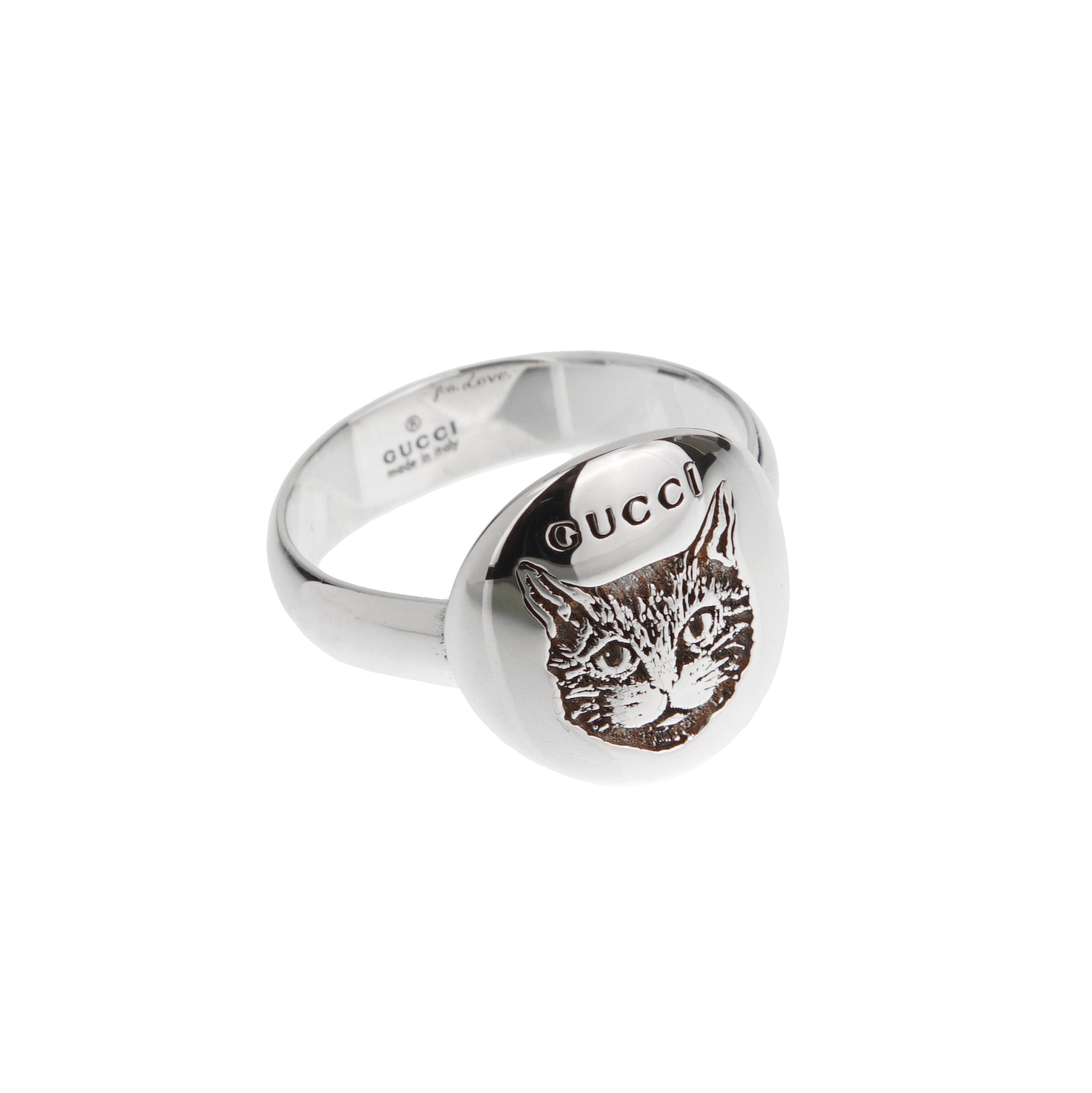 Gucci Blind for Love Sterling Silver Feline Ring Sz 5 1/4