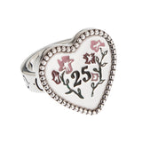 Gucci Floral Enamel Sterling Silver Ring Size 4 1/4