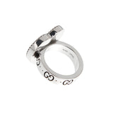 Gucci Floral Enamel Sterling Silver Ring Size 4 1/4