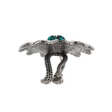 Gucci Sterling Silver and Enamel Daisy Ring with Snake Detail Sz 5 1/2