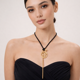 Boucheron Kaa 18k Yellow Gold Snake Braided Leather Necklace 0001866