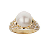 Boucheron Vintage Pearl Diamond 18k Yellow Gold Cocktail Ring Sz 5 1/4 1bch3428754395