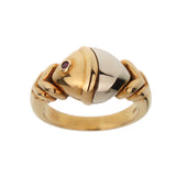 Bvlgari Vintage Naturalia Ruby 18k White & Yellow Gold Ring Sz 5 1/2