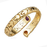 Bvlgari Alveare 18K Yellow Gold Bypass Cuff with Amethyst & Citrine Cabochons 1bvl87164