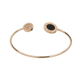 Bvlgari Bvlgari 18k Rose Gold Onyx Diamond Open Bangle 0004165