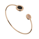 Bvlgari Bvlgari 18k Rose Gold Onyx Diamond Open Bangle 0004165