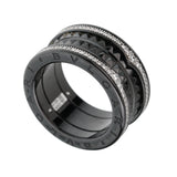 Bvlgari Bzero1 Ceramic Diamond Studded Band 18k White Gold Ring 1bvlcer
