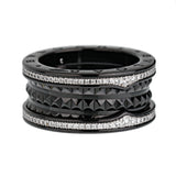 Bvlgari Bzero1 Ceramic Diamond Studded Band 18k White Gold Ring 1bvlcer