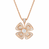 Bvlgari Fiorever 18k Rose Gold Diamond Pendant Necklace 1bf19291