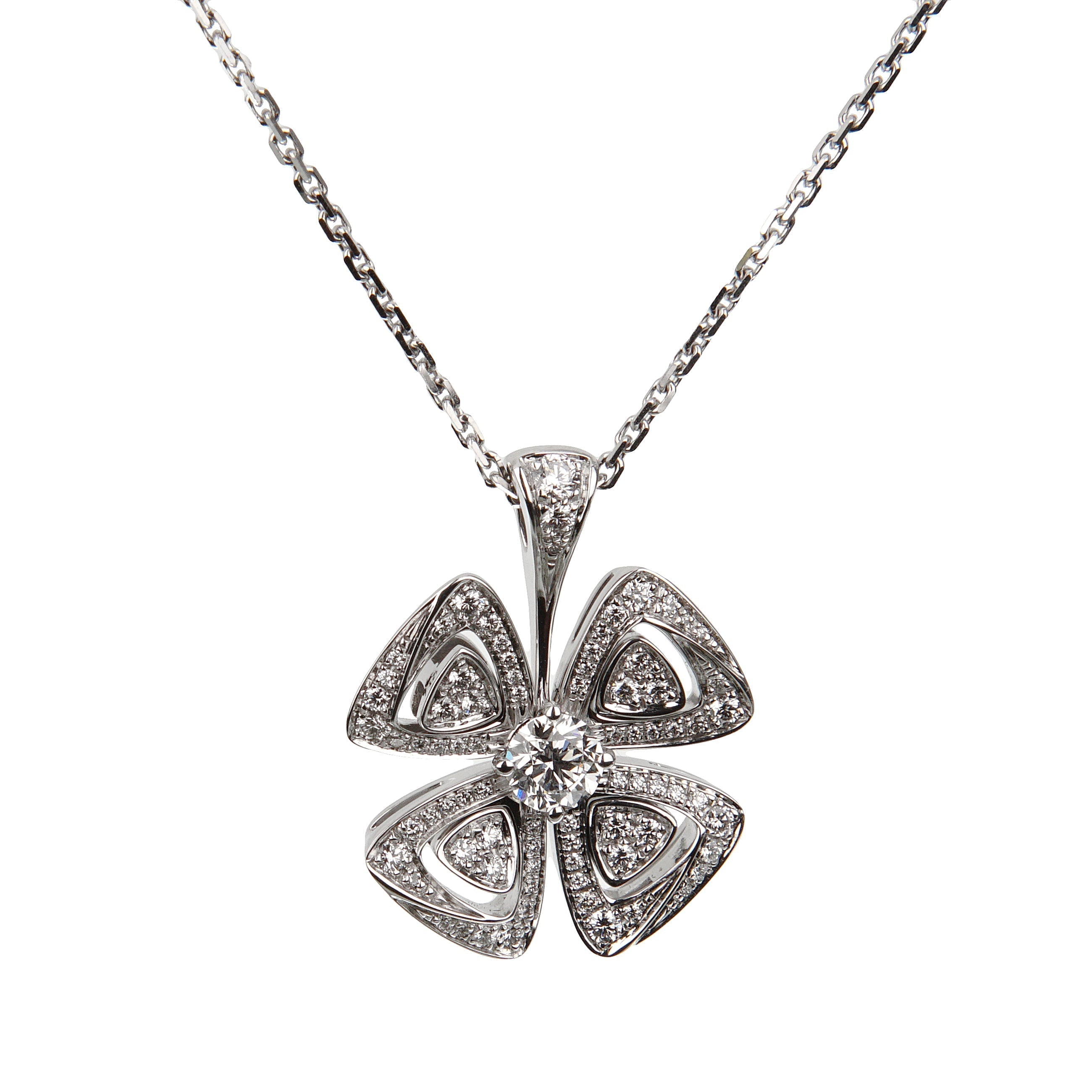 Bvlgari Fiorever Diamond White Gold Pendant Necklace – Opulent