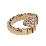 Bvlgari Serpenti Viper Ring 18K Rose Gold Pave Diamond 0004038