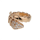 Bvlgari Serpenti Viper Ring 18K Rose Gold Pave Diamond Sz M 0004101