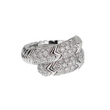 Bvlgari Spiga Diamond 18k White Gold Band Ring Sz 6