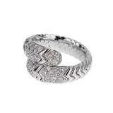 Bvlgari Spiga Diamond 18k White Gold Band Ring Sz 6