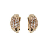 Bvlgari Tronchetto Pave Diamond Hoop Earrings 18K Yellow Gold — Vintage 0004131