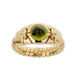 Bvlgari Tubogas Peridot Cabochon Ring in 18k Yellow Gold, Vintage 0004068