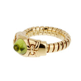 Bvlgari Tubogas Peridot Cabochon Ring in 18k Yellow Gold, Vintage 0004068