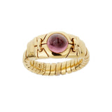 Bvlgari Tubogas Pink Tourmaline Cabochon Ring in 18k Yellow Gold, Vintage 0004069