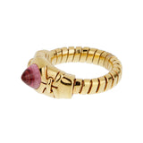 Bvlgari Tubogas Pink Tourmaline Cabochon Ring in 18k Yellow Gold, Vintage 0004069