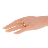 Bvlgari Tubogas Pink Tourmaline Cabochon Ring in 18k Yellow Gold, Vintage 0004069
