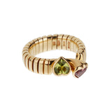 Bvlgari Tubogas Toi et Moi Ring Peridot & Pink Tourmaline 18k Yellow Gold 0004022