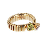 Bvlgari Tubogas Toi et Moi Ring Peridot & Pink Tourmaline 18k Yellow Gold 0004022