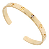 Cartier 18K Yellow Gold 1 Diamond Love Classic Cuff Bracelet Sz 17 1cvabra98276