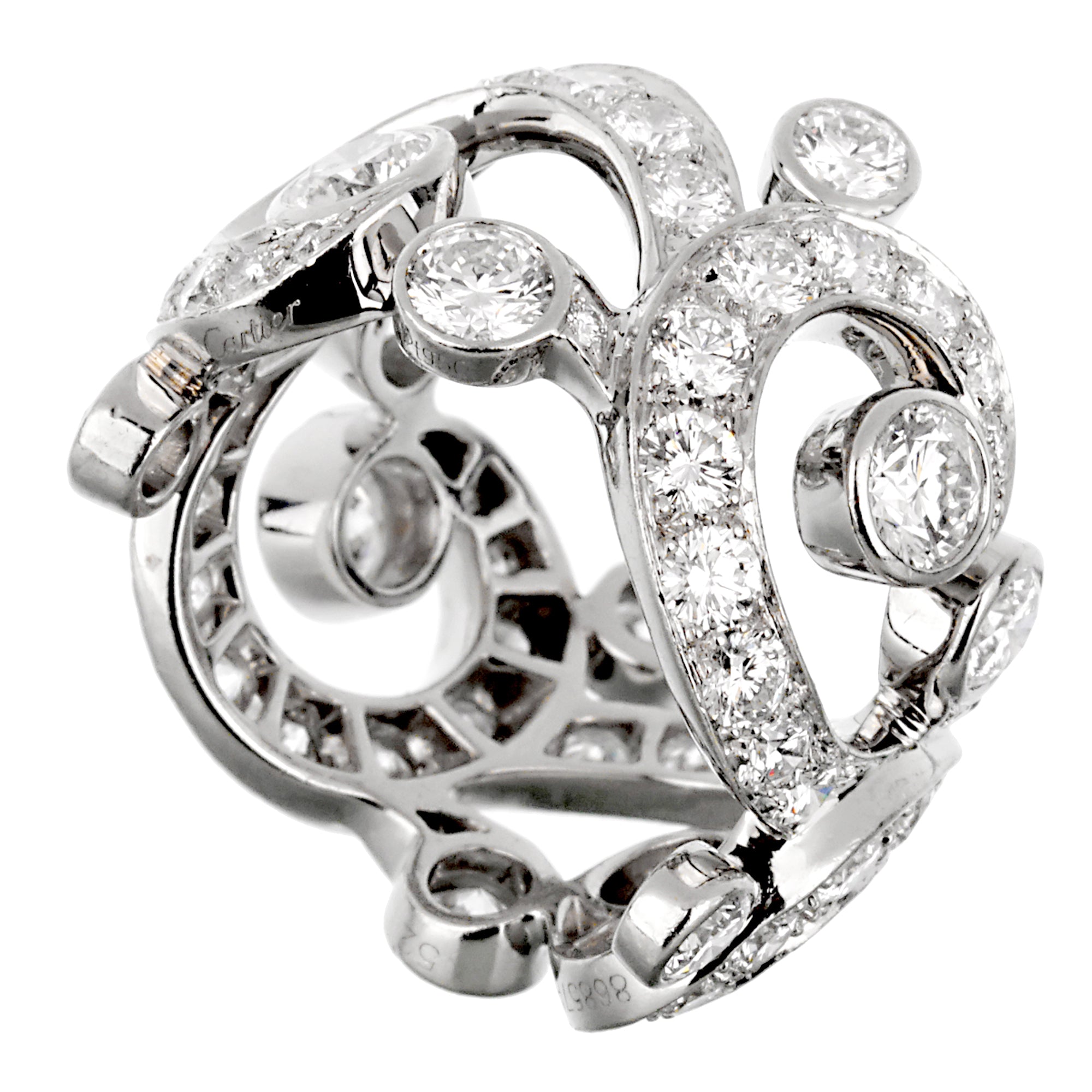 Cartier Boudoir Platinum Diamond Cocktail Ring Sz 6