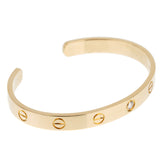 Cartier 18K Yellow Gold 1 Diamond Love Classic Cuff Bracelet Sz 17