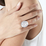 Cartier Dove of Peace Diamond White Gold Bombe Cocktail Ring 00003457
