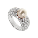 Cartier Juliette Diamond & Cultured Pearl Ring in 18k White Gold 0004015