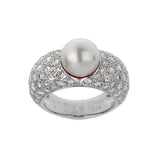 Cartier Juliette Diamond & Cultured Pearl Ring in 18k White Gold 0004015