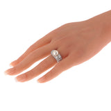 Cartier Juliette Diamond & Cultured Pearl Ring in 18k White Gold 0004015
