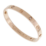 Cartier Love Classic 4 Diamond 18k Rose Gold Bangle Bracelet Sz 17 0003705