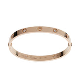 Cartier Love Classic 4 Diamond 18k Rose Gold Bangle Bracelet Sz 17
