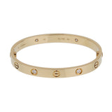 Cartier Love Classic 4 Diamond 18k Yellow Gold Bangle Bracelet Sz 16
