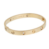 Cartier Love Classic 4 Diamond 18k Yellow Gold Bangle Bracelet Sz 16