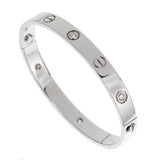 Cartier Love Classic 6 Diamond 18k White Gold Bangle Bracelet Sz 16