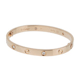 Cartier Love Classic Bracelet — 18K Rose Gold, 4 Diamonds, Size 17 0003962