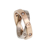 Cartier Love Double Ring 18K Rose & White Gold 6 Diamonds Sz 4 3/4 0004130