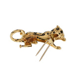 Cartier Panthere Brooch 18K Yellow Gold Black Enamel Emerald Eyes Vintage 0004129