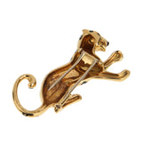 Cartier Panthere Brooch 18K Yellow Gold Black Enamel Emerald Eyes Vintage 0004129