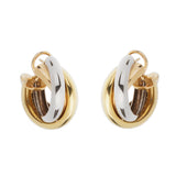 Cartier Trinity Vintage 18K White Yellow Rose Gold Hoop Earrings 0003924